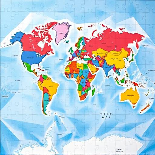 A colorful puzzle showing the map of the world