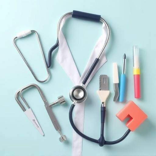 A doctor play set with a toy stethoscope and other medical instruments