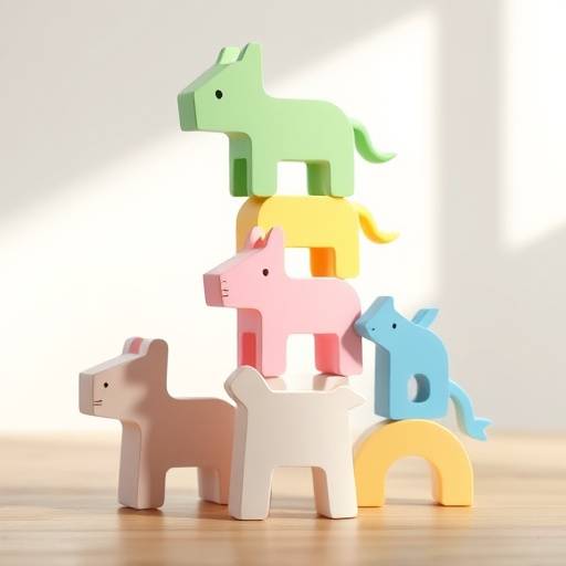 A set of animal-shaped building blocks